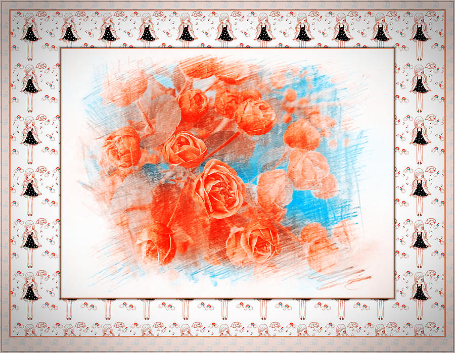 Nature Painting - The Orange Roses by Xueyin Chen