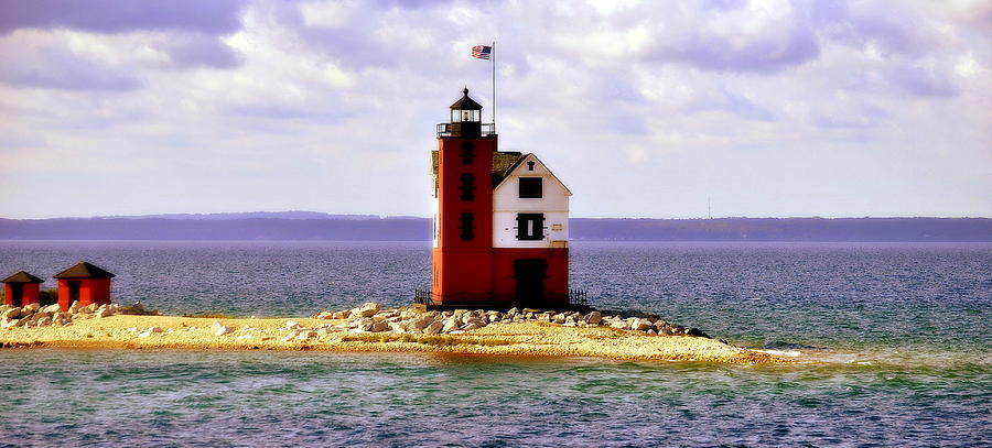 Round Island Lighthouse Straits Of Mackinac Michigan Photograph by Marysue Ryan