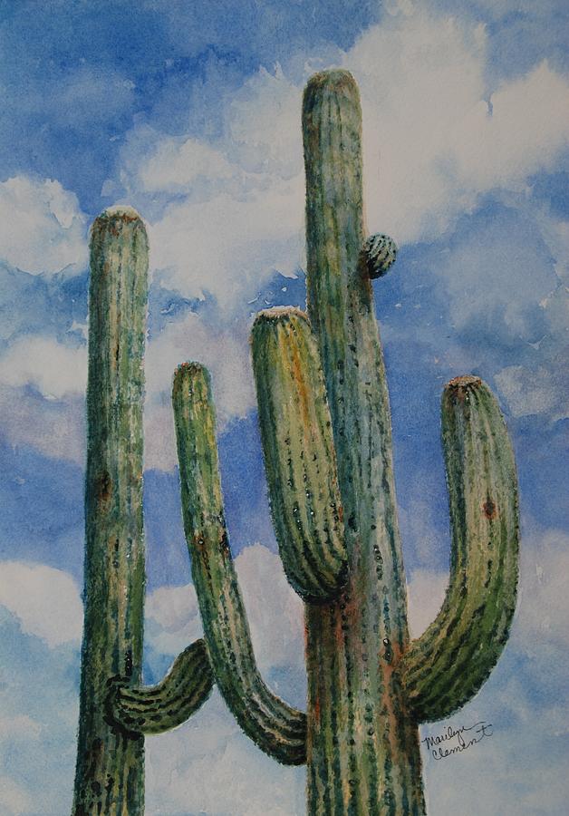 Desert Painting - Saguaro Cactus #3 by Marilyn  Clement