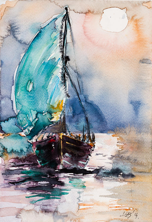 Sailboat #9 Painting by Kovacs Anna Brigitta