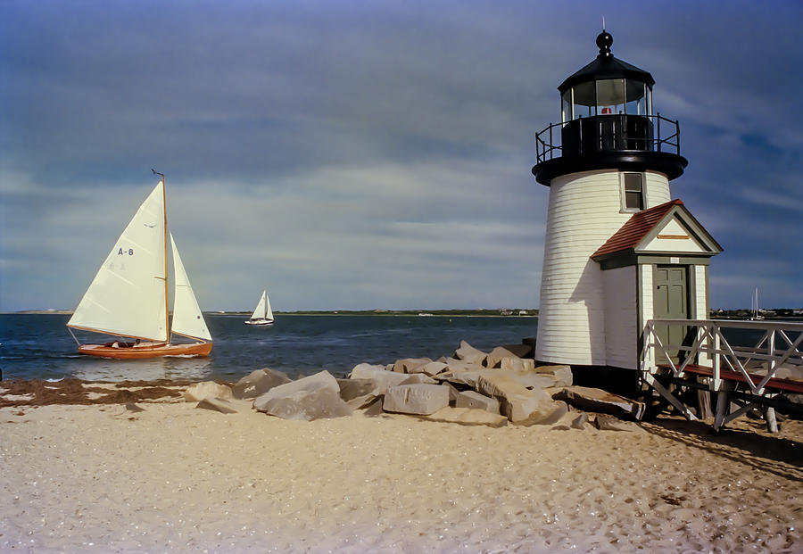 Lighthouse Photograph - Sailing Across Brant Point Nantucket by WEB Shooter