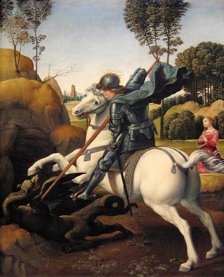 Saint George and the Dragon #9 Painting by Raphael