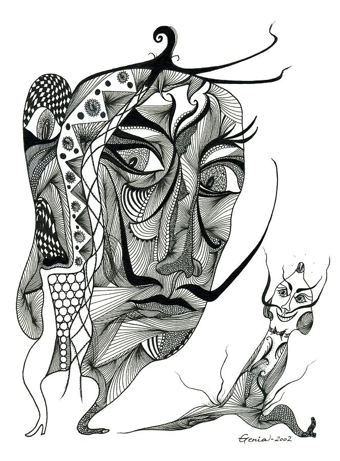 Salvador Dali With His Alter-ego Drawing by Genia GgXpress