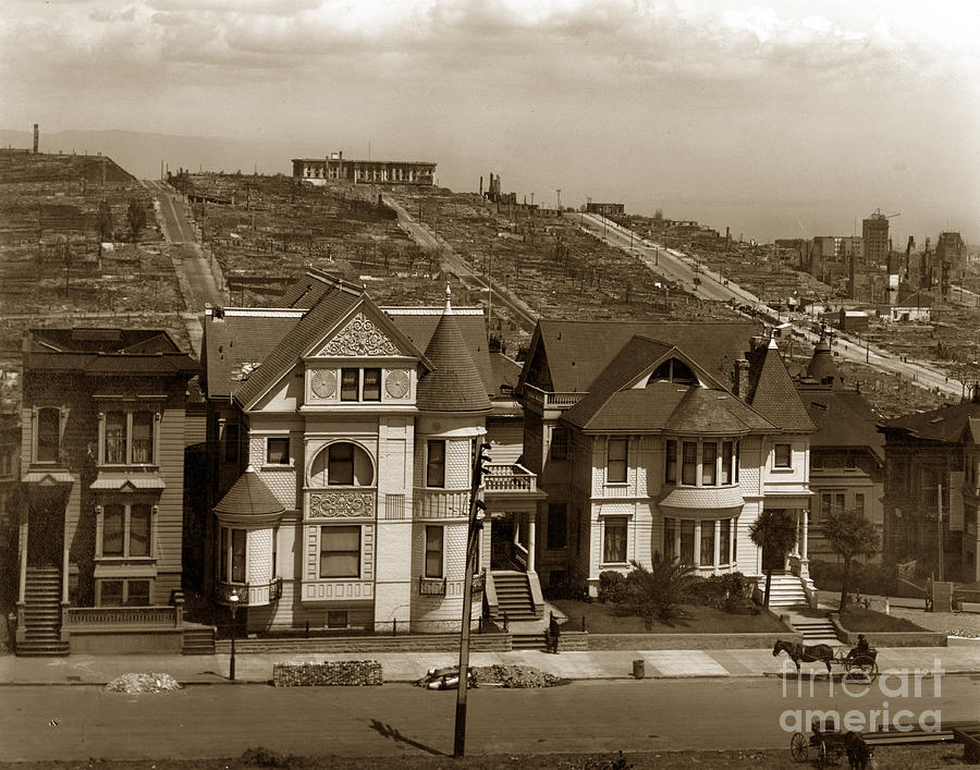 San Francisco Photograph - Where the fire stopped San Francisco Earthquake and Fire of April 18 1906 by Monterey County Historical Society