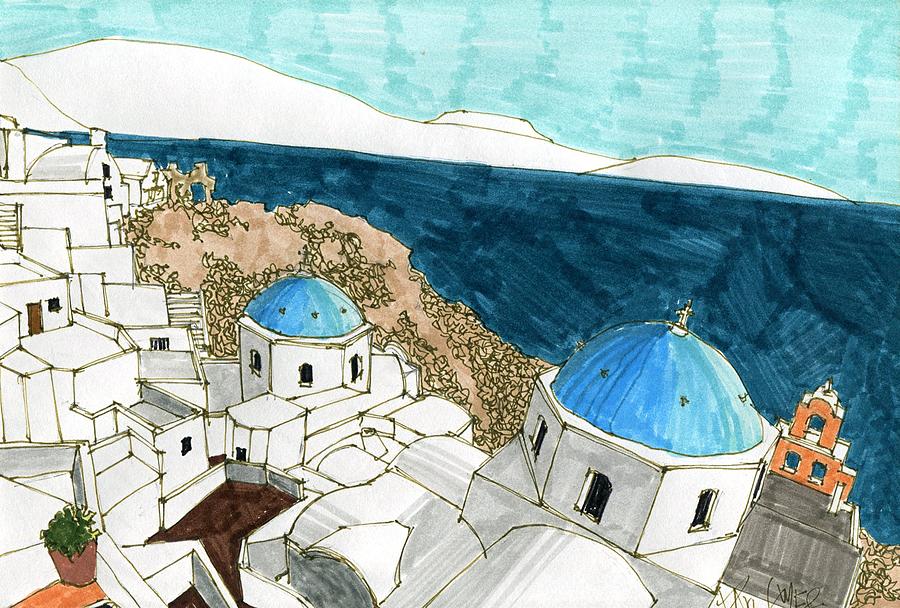 Santorini Greece Drawing by Paul Guyer Pixels