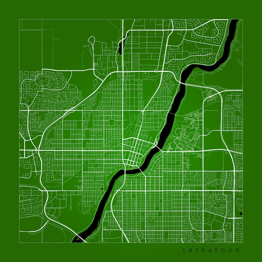 Saskatoon Map Street View Saskatoon Street Map - Saskatoon Canada Road Map Art On Color Digital Art  By Jurq Studio | Pixels