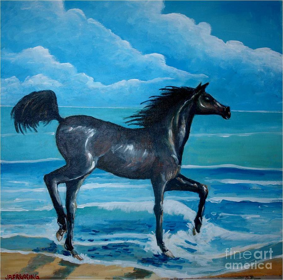 Sea horse #3 Painting by Jean Pierre Bergoeing