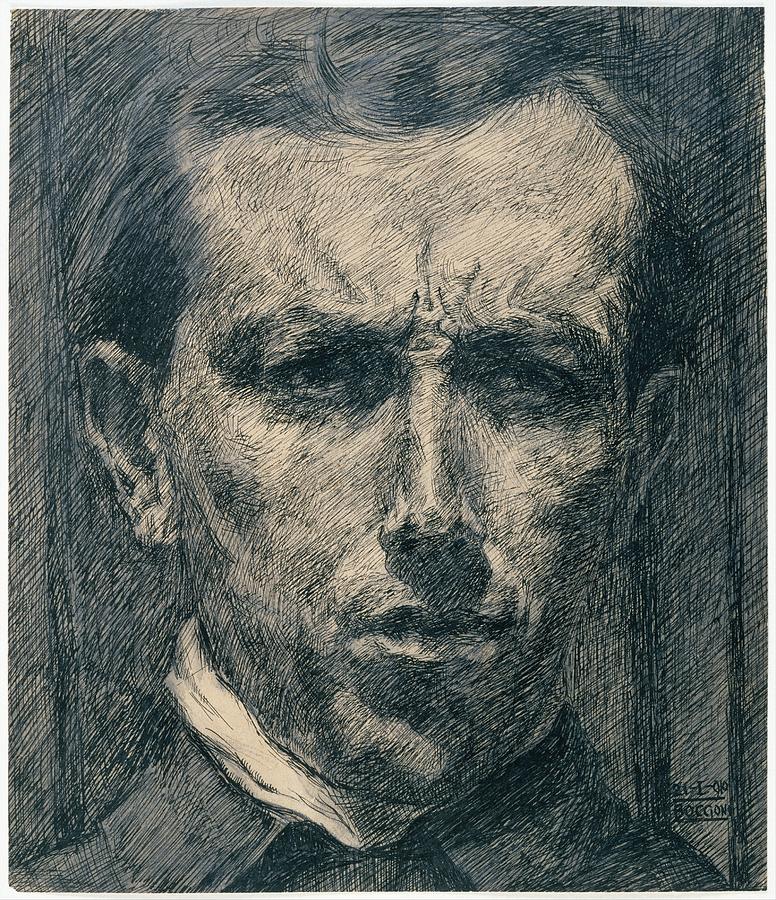 Umberto Boccioni Drawing - Self-portrait #3 by Umberto Boccioni