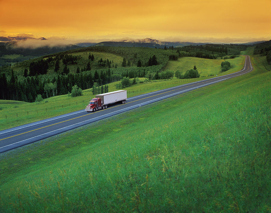 Sunset Photograph - Semi-trailer Truck #3 by Don Hammond