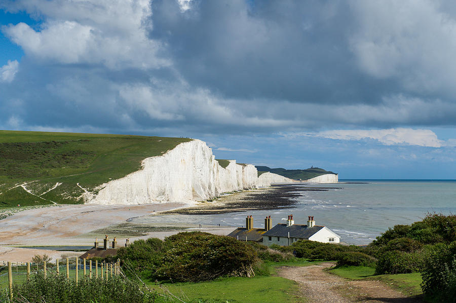 Seven Sisters cliffs and coastguard cottages #3 Photograph by Gary Eason