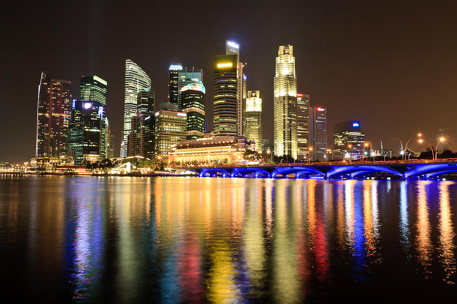 Singapore CBD at night. Photograph by Henry MM - Fine Art America