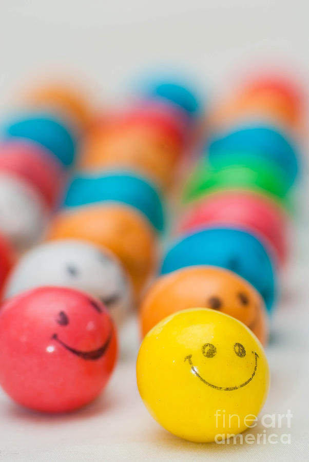 Ball Photograph - Smiley Face Gum Balls #3 by Amy Cicconi