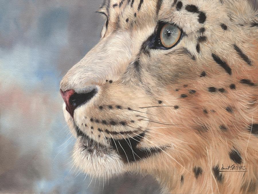 Snow Leopard #4 Painting by David Stribbling