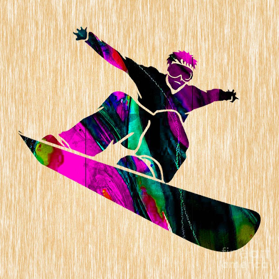 Winter Mixed Media - Snowboarding #2 by Marvin Blaine