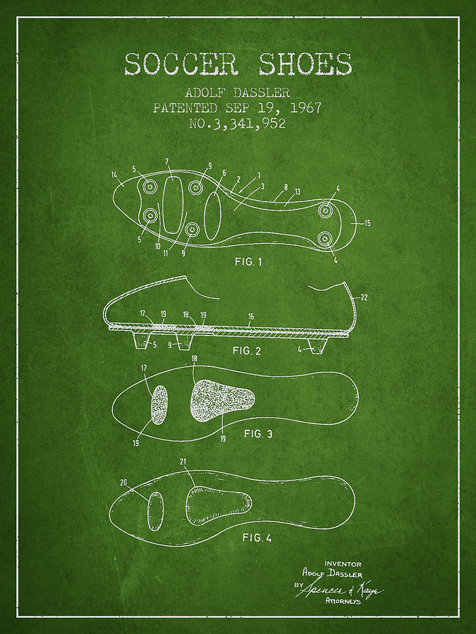 Soccer Shoe Patent From 1967 Digital Art