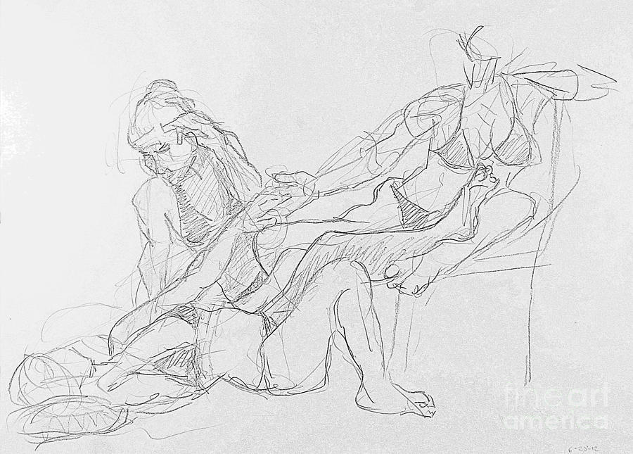 Nude Drawing - 3 Some by Andy Gordon