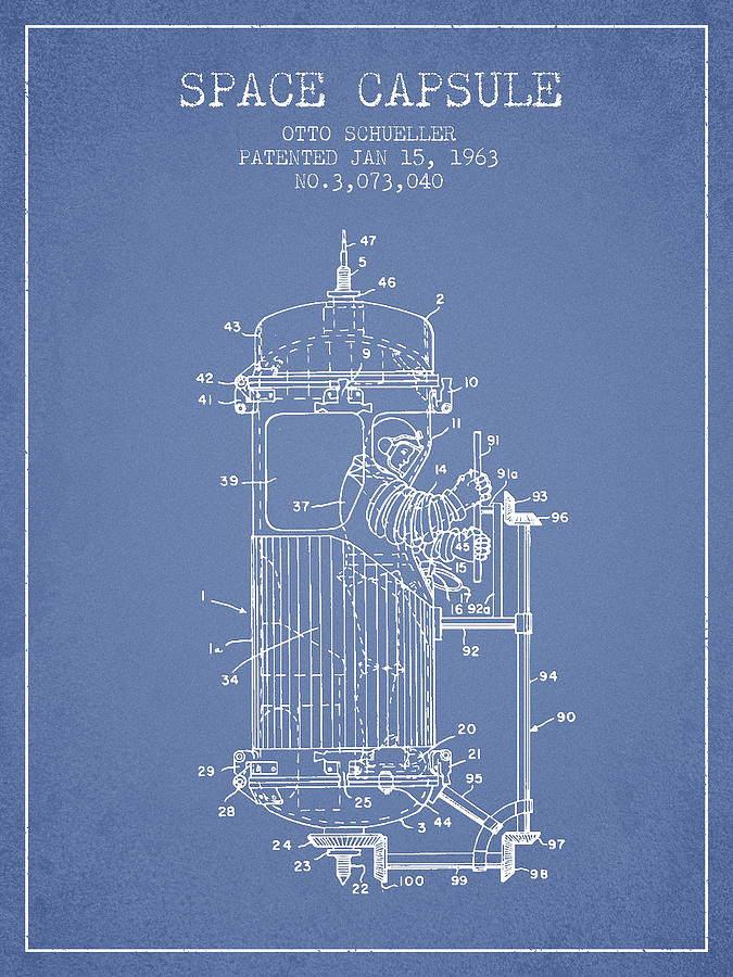 Space Digital Art - Space Capsule Patent from 1963 #3 by Aged Pixel