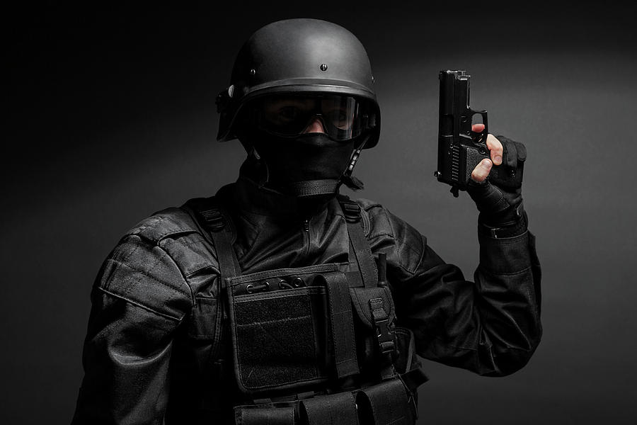 Spec Ops Police Officer Swat In Black #3 Photograph by Oleg Zabielin