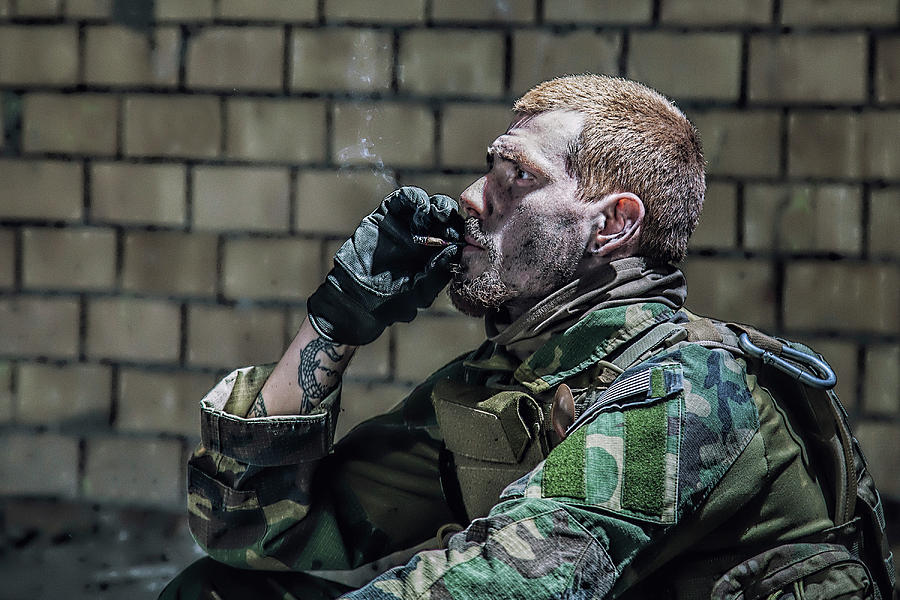 Special Forces Soldier Smoking #3 Photograph by Oleg Zabielin