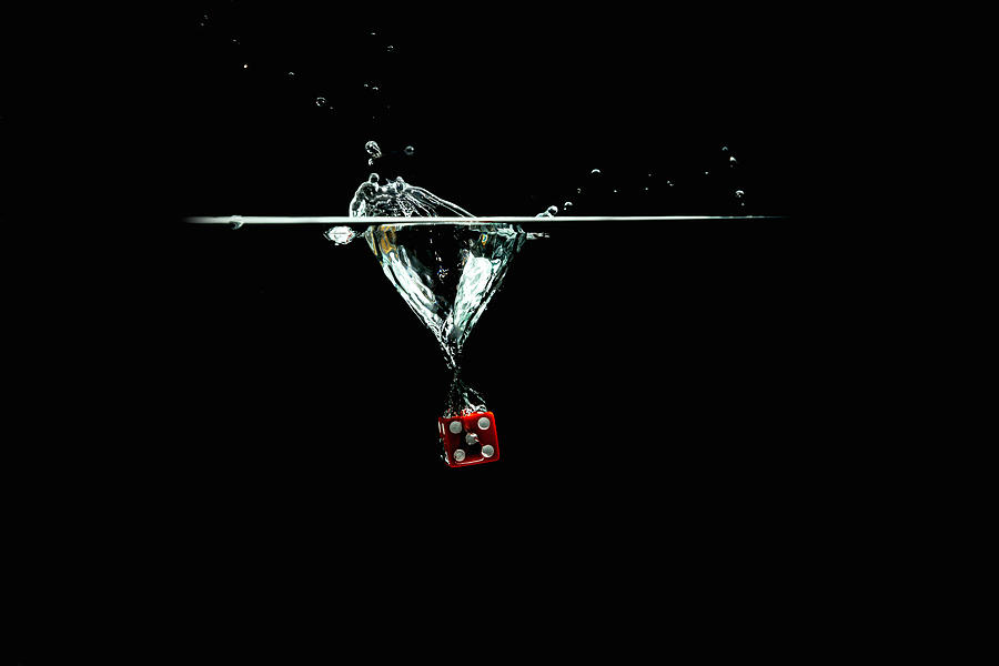 Splashing Dice #3 Photograph by Peter Lakomy