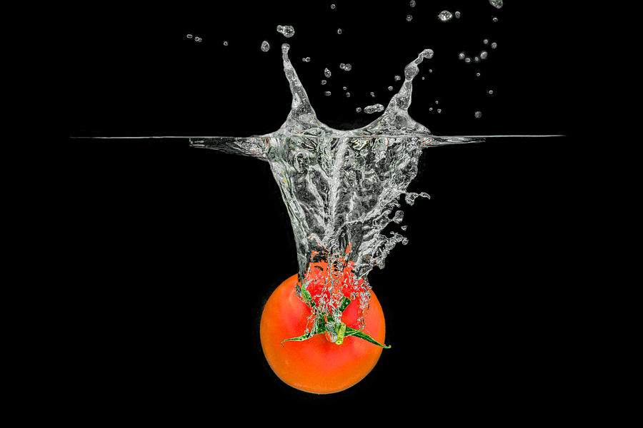 Splashing Tomato #3 Photograph by Peter Lakomy