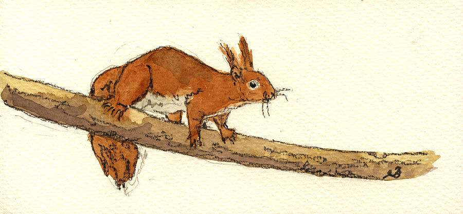 Wildlife Painting - Squirrel #3 by Juan  Bosco