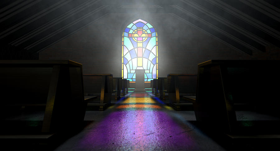 Brick Digital Art - Stained Glass Window Church #3 by Allan Swart