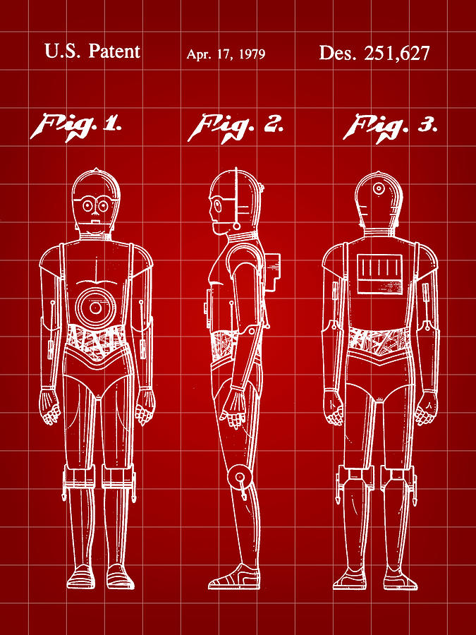 Star Wars C-3PO Patent 1979 - Red Digital Art by Stephen Younts