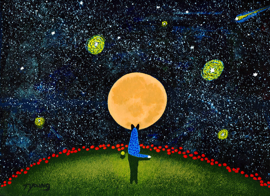 Dog Painting - Starry Sky #3 by Todd Young