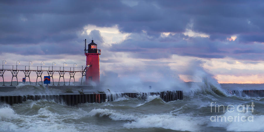 Lighthouse Photograph - Storms at South Haven #3 by Twenty Two North Photography