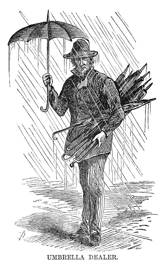 Street Peddler, 1868 #3 Drawing by Granger