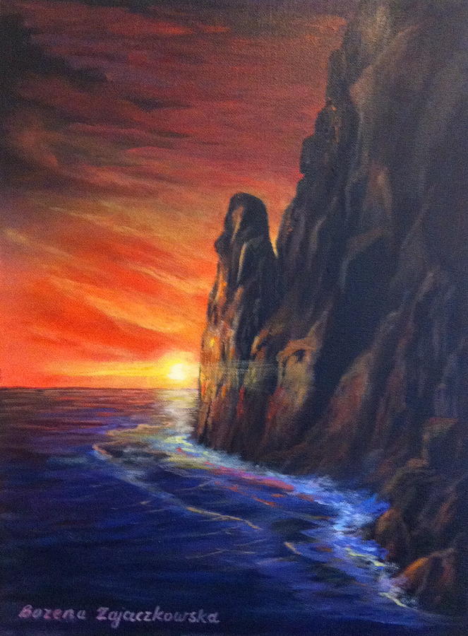 Sunset #3 Painting by Bozena Zajaczkowska