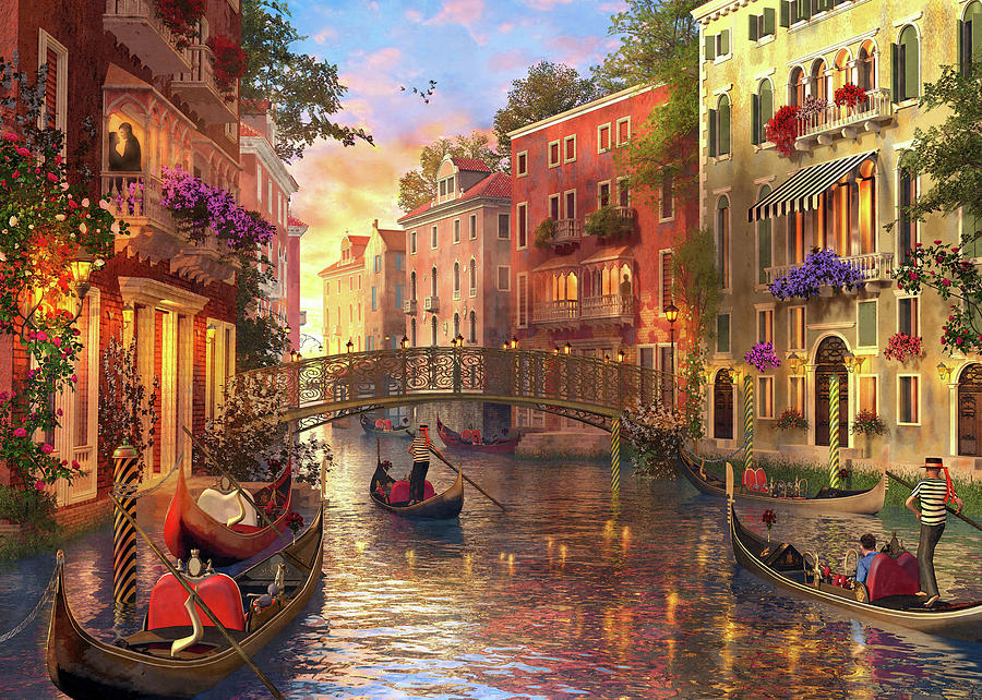 Sunset In Venice Painting by MGL Meiklejohn Graphics Licensing - Fine ...