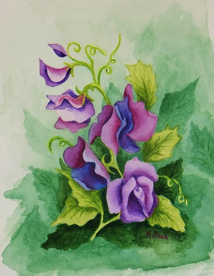 Sweet Peas Painting by Katherine Young-Beck
