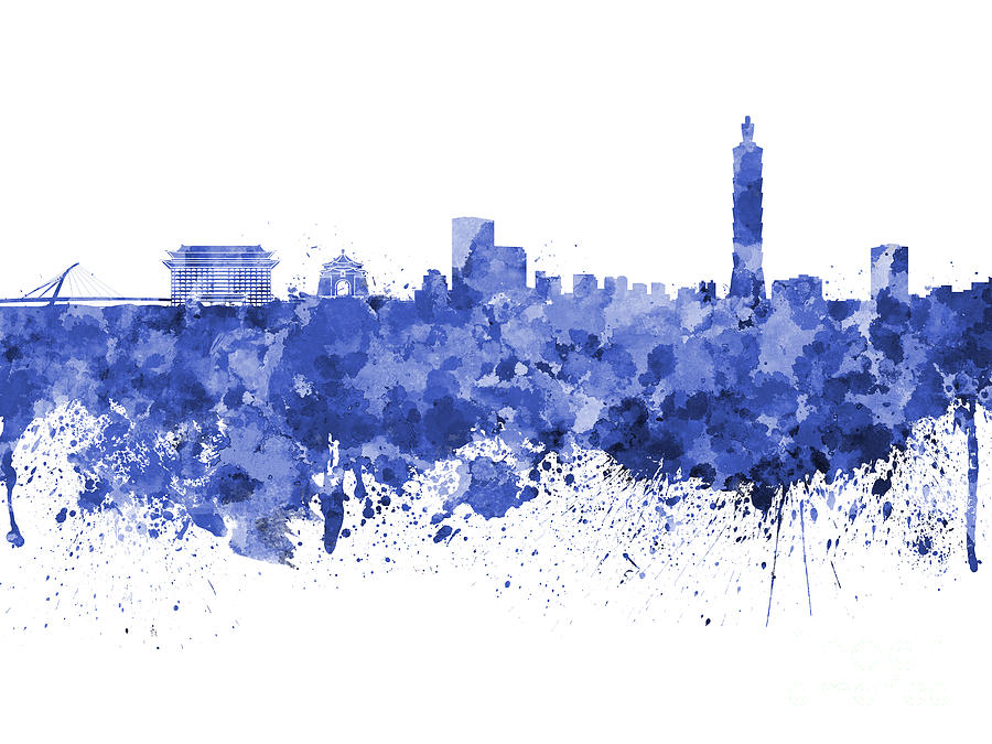 Taipei skyline in watercolor on white background Painting by Pablo Romero Taipei skyline in watercolor on white background Painting by Pablo Romero