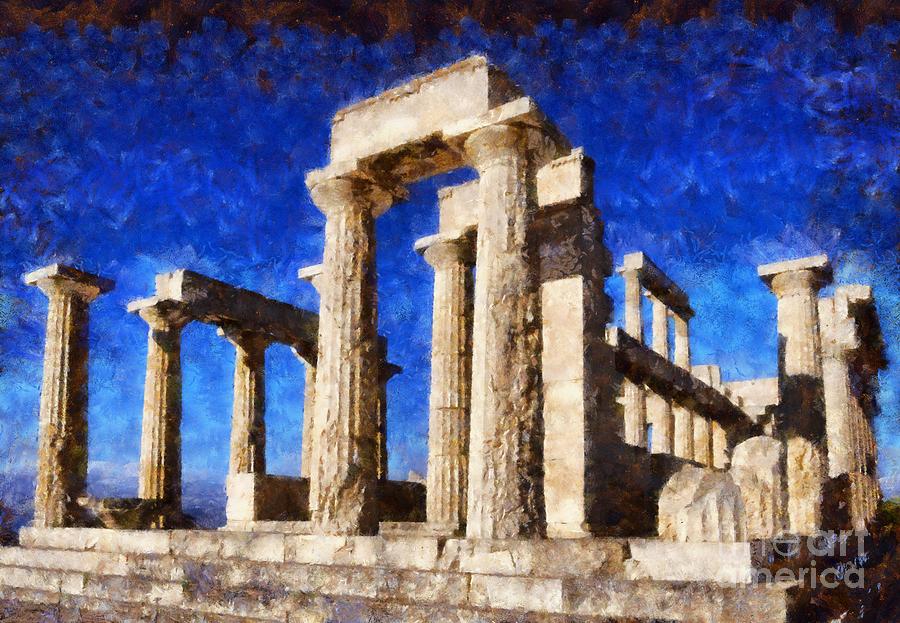 Temple of Aphaia Athena #3 Painting by George Atsametakis