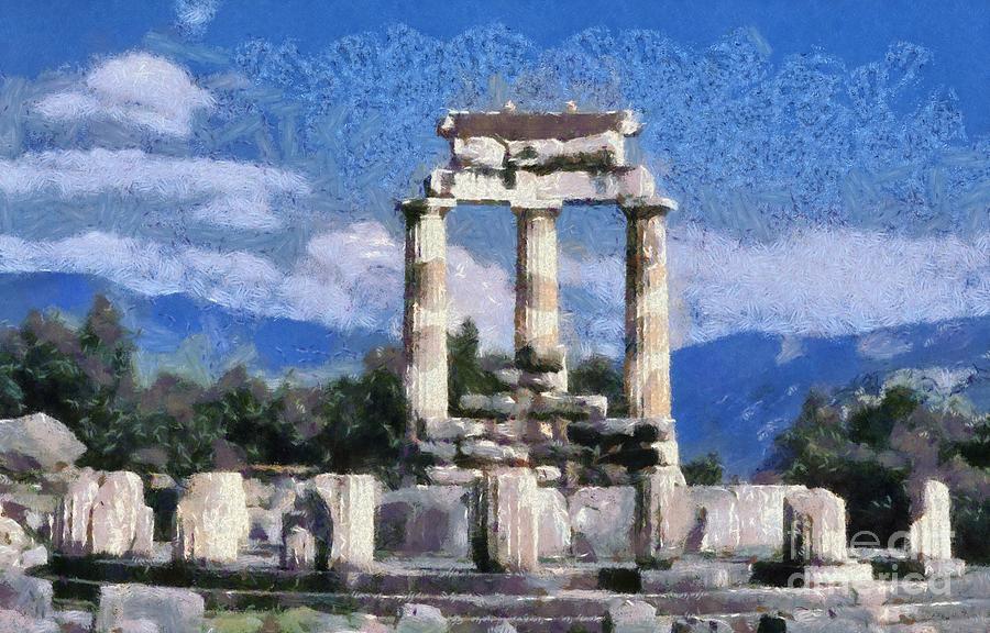 The Tholos at the temple of Athena Pronaia in Delphi III Painting by George Atsametakis