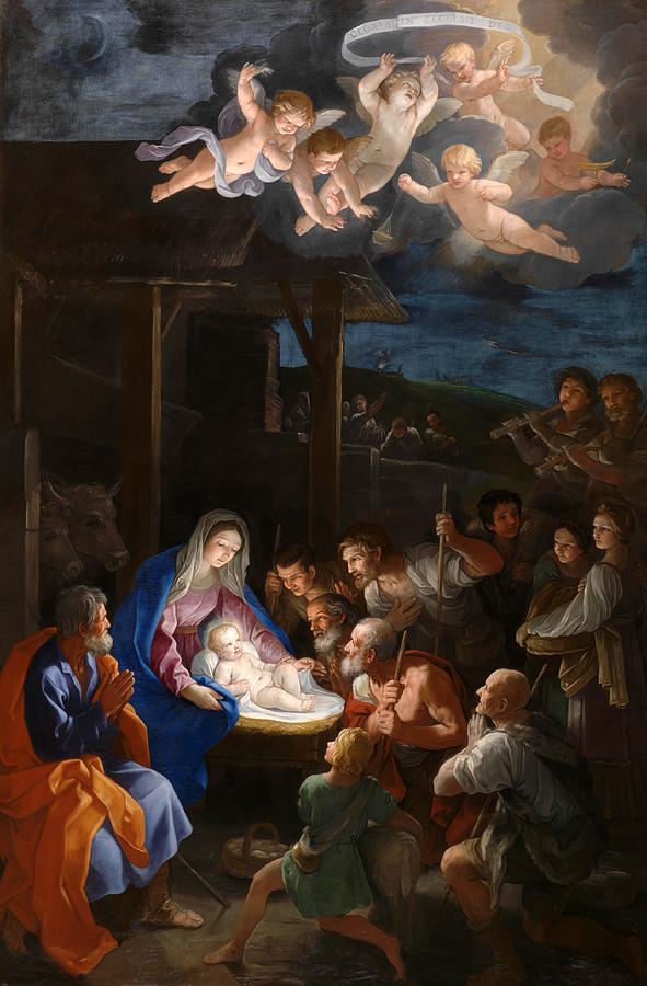 Guido Reni Painting - The Adoration of the Shepherds #5 by Guido Reni