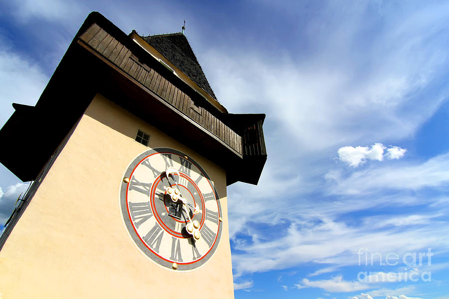 Architecture Photograph - The Clock tower in Graz	 #3 by Michael Osterrieder