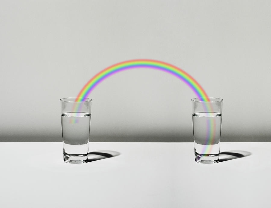 The Cup Filled With Water And A Rainbow Digital Art by Yagi Studio