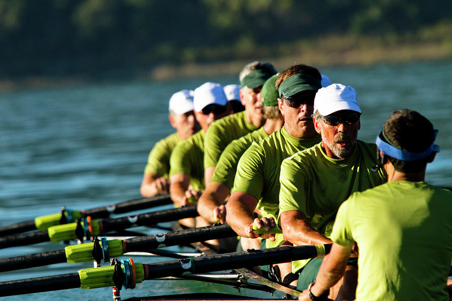 Sports Photograph - The Lake Casitas Mens Rowing Team Works #3 by Kyle Sparks