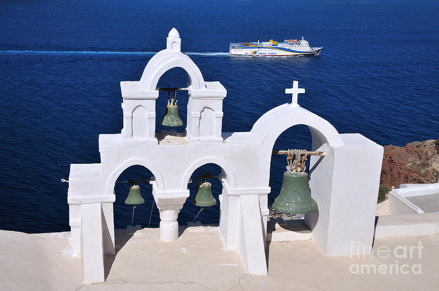 Traditional belfry in Oia town #3 Photograph by George Atsametakis
