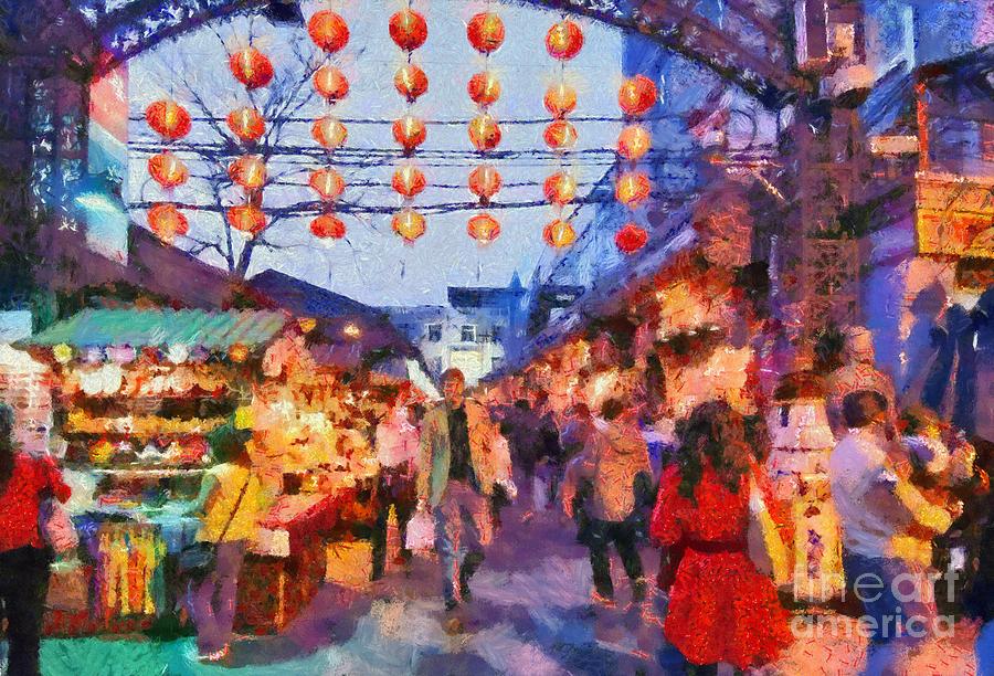 Traditional shopping area #3 Painting by George Atsametakis