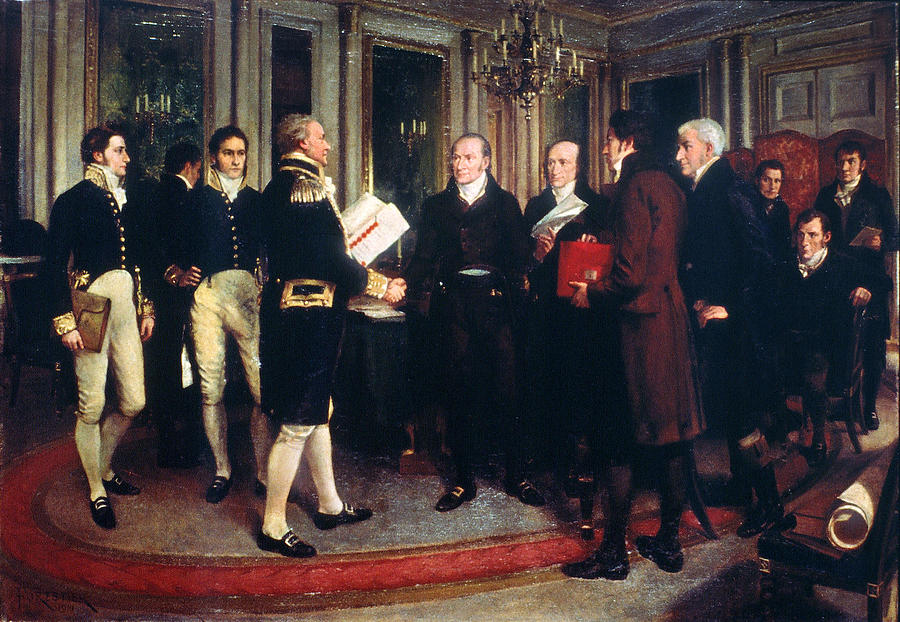 Treaty Of Ghent, 1814 Painting by Forestier