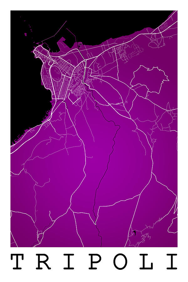 Tripoli Street Map - Tripoli Libya Road Map Art On Color Digital Art