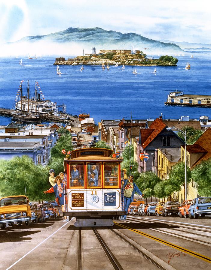 Trolley Painting - Trolley Of San Francisco by John YATO