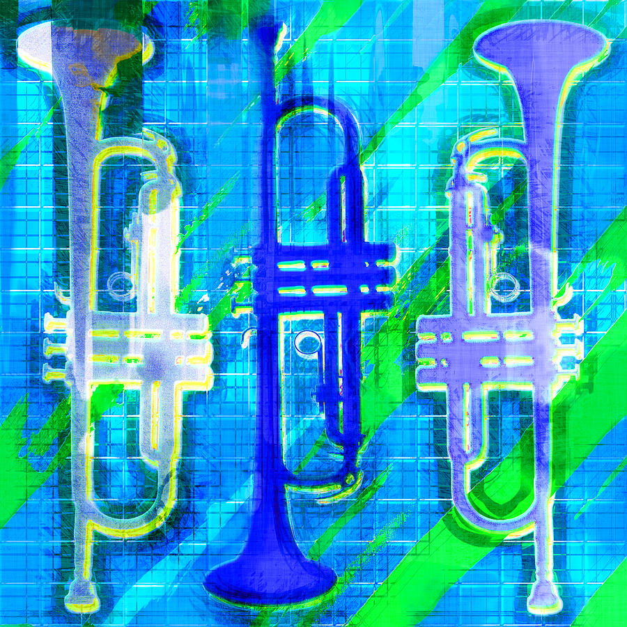 3 Trumpets Abstract Digital Art by David G Paul