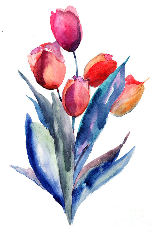 Tulips flowers  #3 Painting by Regina Jershova