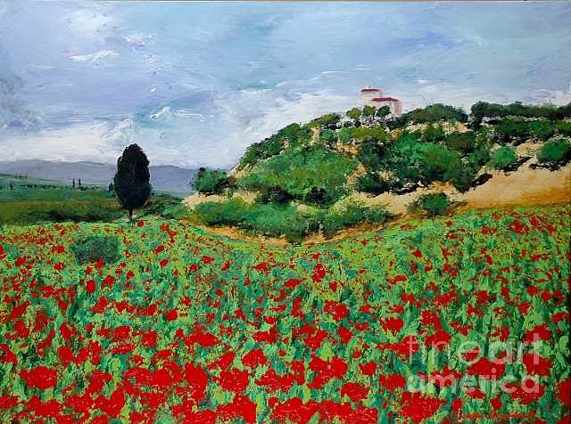 Flower Painting - Tuscan Poppies by Allan P Friedlander