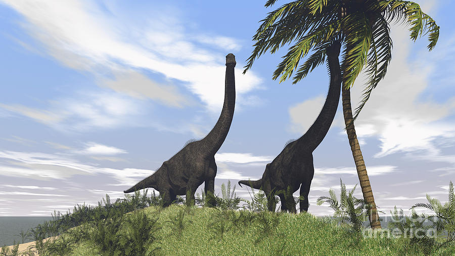 Two Large Brachiosaurus Grazing #3 Digital Art by Kostyantyn Ivanyshen ...